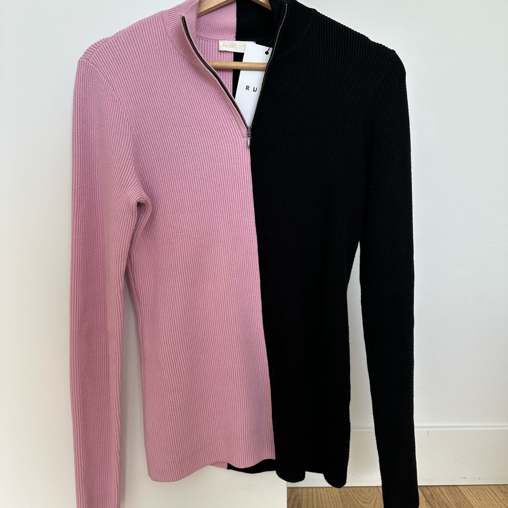 Pink and Black Half-Zip Sweater Stine Goya - Picture 4 of 4